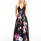 BCX Juniors' Floral-Print Cross-Back Gown  Black Size 5