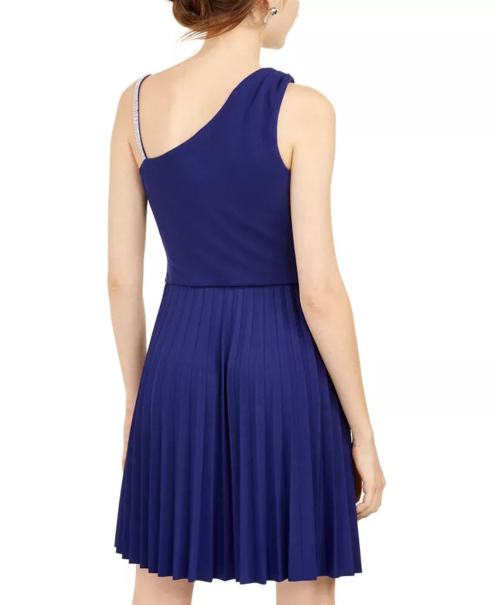 BCX Women's Asymmetrical-Strap Dress Blue Size Large