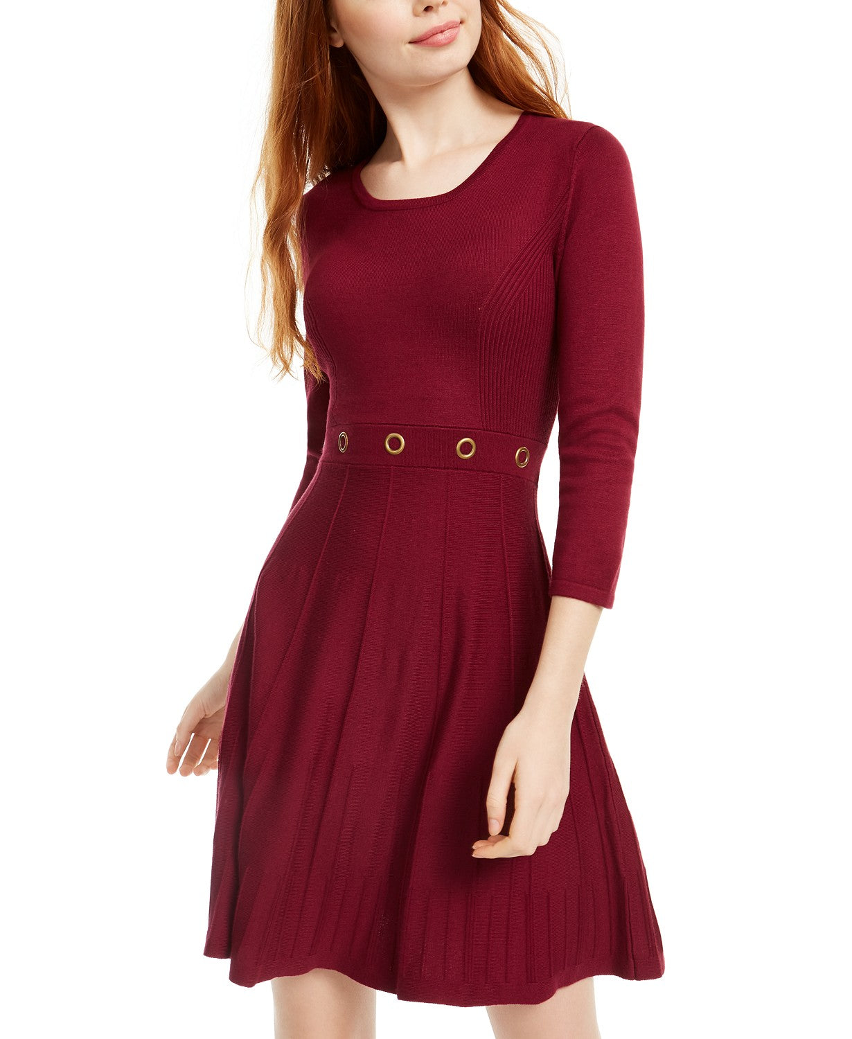 Bcx Women's Grommet-Waist Fit & Flare Dress Red Size Medium