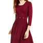 BCX Juniors' Grommet-Waist Fit & Flare Dress Dark Red Size X-Large