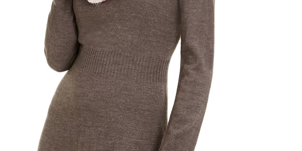 BCX Juniors' Striped Scarf & Sweater Dress Pat Red Size X-Small