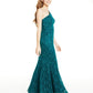 BCX Juniors' One-Shoulder Glitter Lace Gown  Bright Grn Size 15