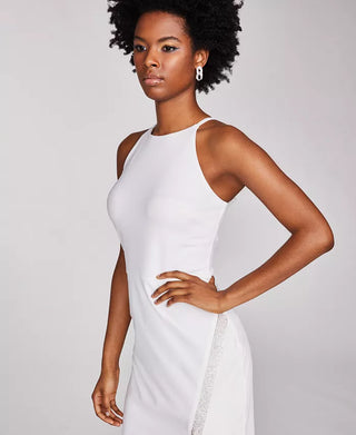 BCX Women's Rhinestone Faux-Wrap Gown  white Size Small