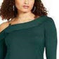 Thalia Sodi Women's Ruffled One-Shoulder Top Dark Green Size Medium
