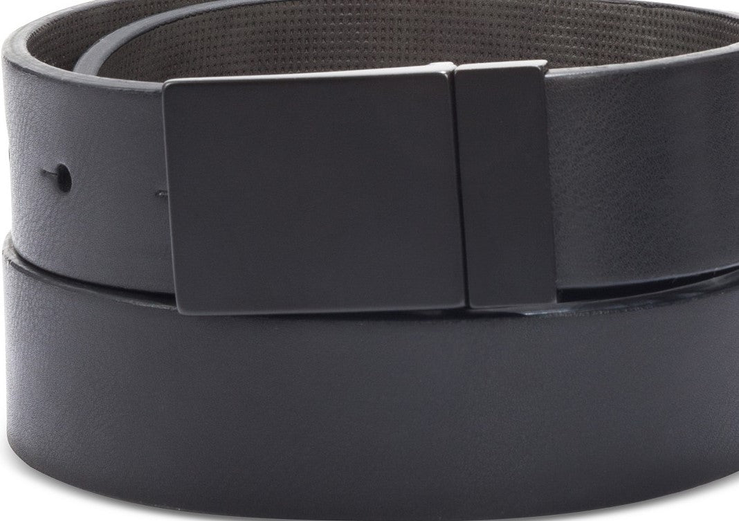 Alfani Men's Belt Gray 40 Modern Reversible Plaque Leather 39-40 Charcoal Size 40