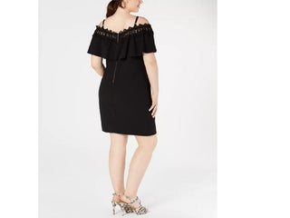 BCX Women's Plus Size Trendy Plus Size OffTheShoulder Crochet Dress Black Size 3X