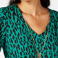 Thalia Sodi Women's Printed Flutter Sleeve Peplum Top Medium Green Size Medium