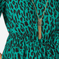 Thalia Sodi Women's Printed Flutter Sleeve Peplum Top Medium Green Size Medium