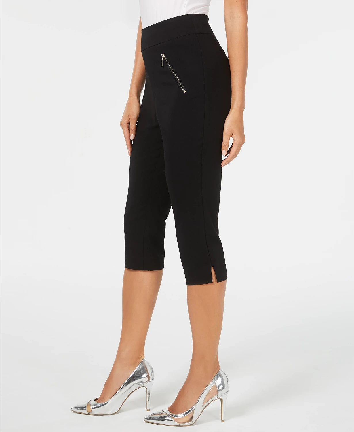 Thalia Sodi Women's Cropped Zip-Trim Pants Black Size Small
