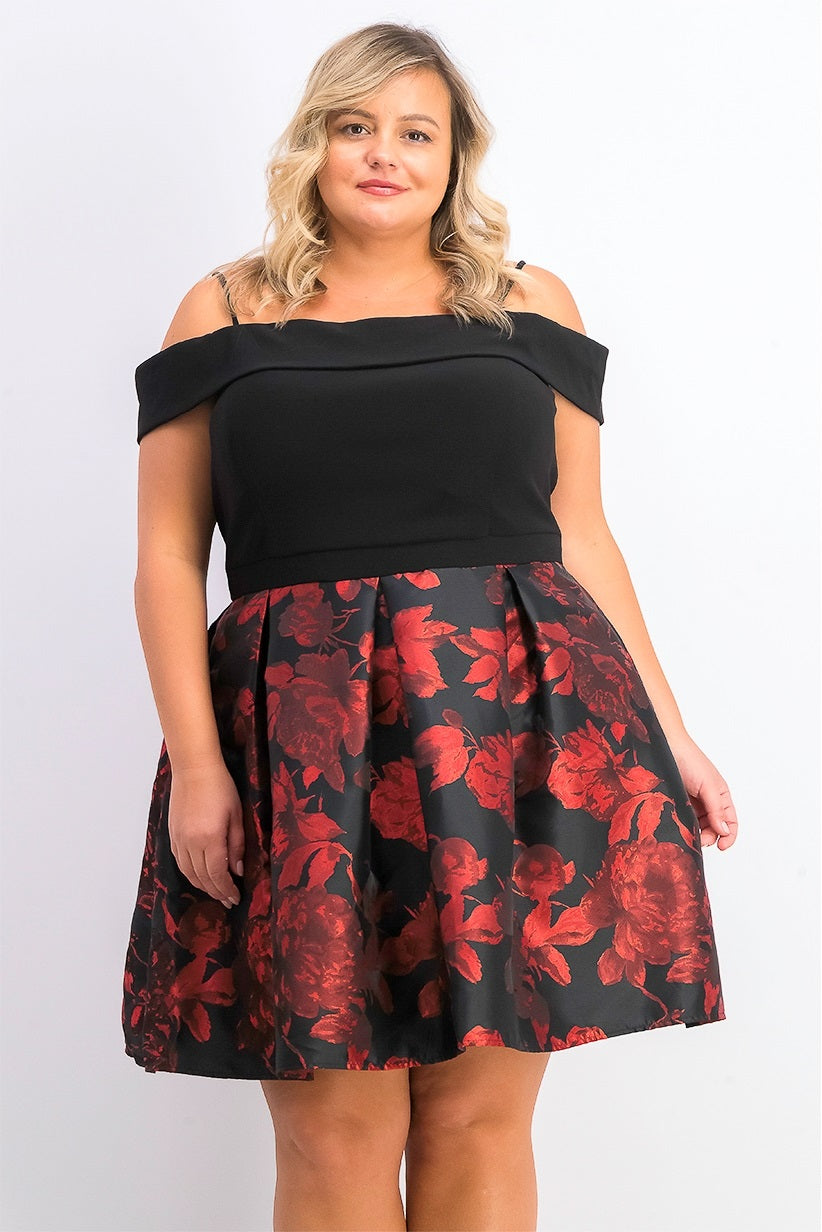 Morgan & Company Women's Plus Size Trendy Off-The-Shoulder Dress Black Size 18