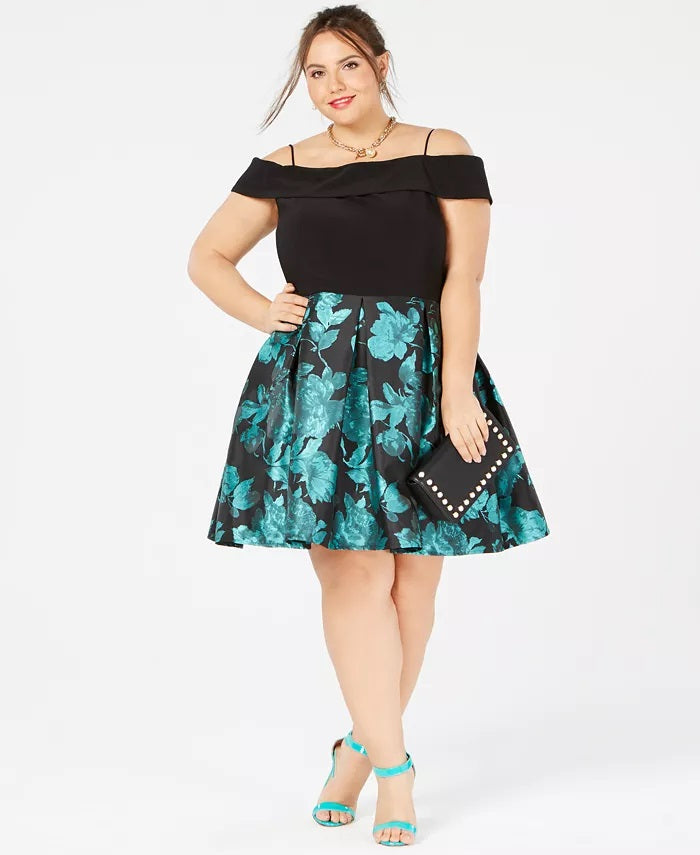 Morgan & Company Women's Trendy Off The Shoulder Dress Black Size 20W