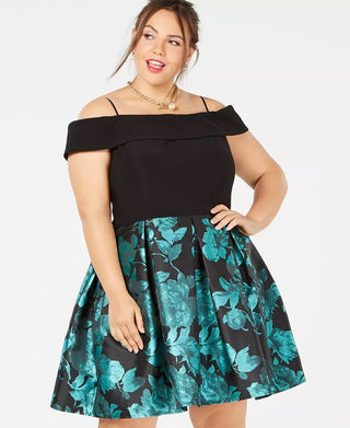 Morgan & Company Women's Trendy Off The Shoulder Dress Black Size 20W