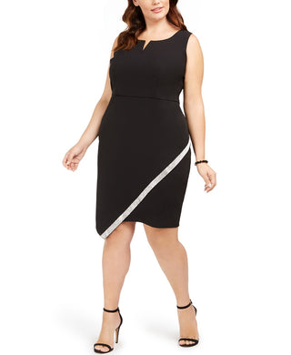 Bcx Women's Trendy Plus Size Embellished Asymmetrical Dress Black Size 3 Extra Large