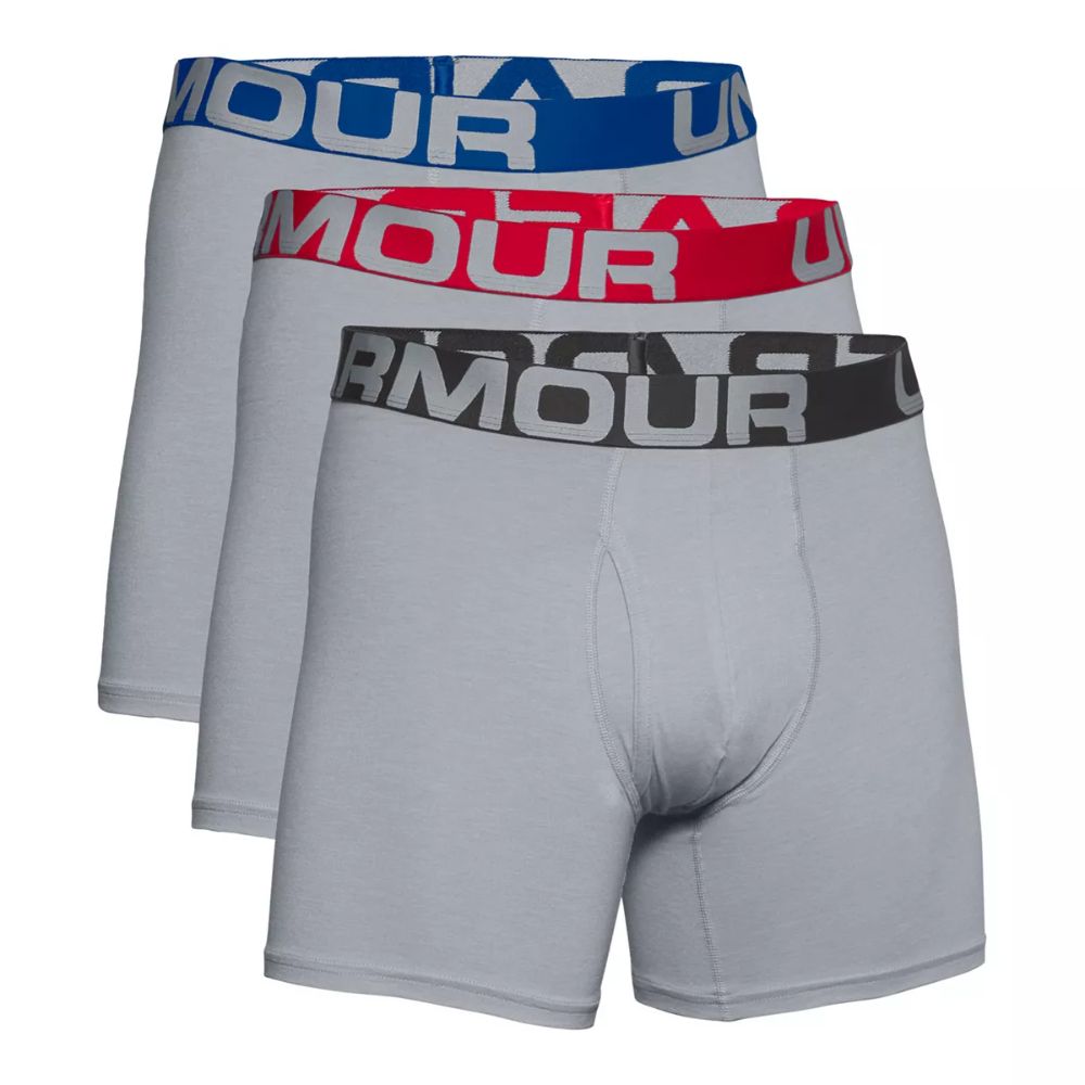 Under Armour Men's Underwear Large 3 Pack Logo Boxer Brief Grey Size Large