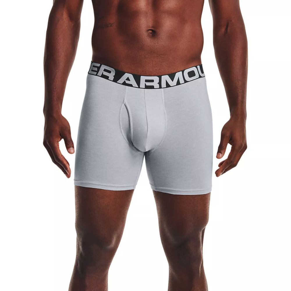 Under Armour Men's Underwear Large 3 Pack Logo Boxer Brief Grey Size Large