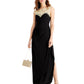 Women's Alex Evenings Embroidered Side Ruched Gown Size 8 - Black Black Size 8