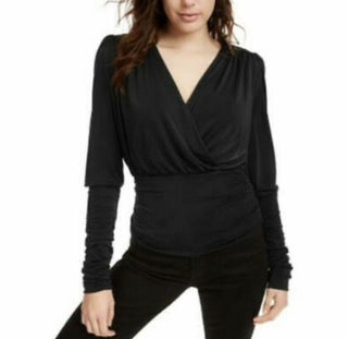 Leyden Women's Gathered Knit Top Black Size Large