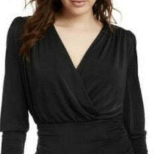 Leyden Women's Gathered Knit Top Black Size Large