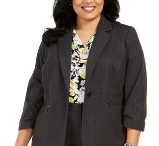 Kasper Women's Plus Size One-Button Blazer Charcoal Size 22