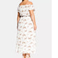 City Chic Women's Trendy Plus Size Floral-Print Off-The-Shoulder Dress White Size 16 Plus