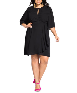 City Chic Women's Plus Jolie Faux Wrap Dress Black Size 20W