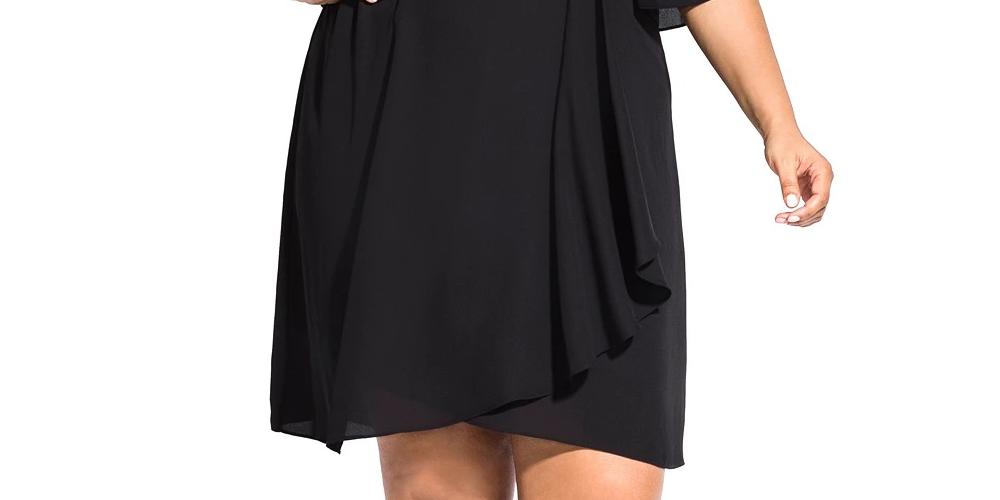 City Chic Women's Plus Jolie Faux Wrap Dress Black Size 20W