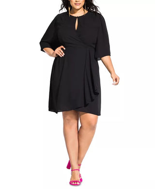 City Chic Women's Trendy Plus Size Jolie Wrap Dress Black Size 22W