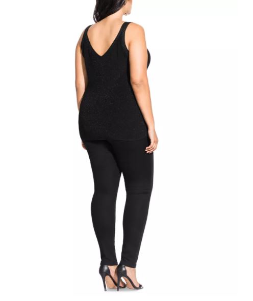 City Chic Women's Trendy Plus V Neck Knit Top Black Size 24W