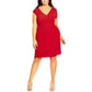 City Chic Women's Trendy Plus Size Faux-Wrap Dress Lust Red Size 18W
