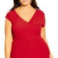 City Chic Women's Trendy Plus Size Faux-Wrap Dress Lust Red Size 18W