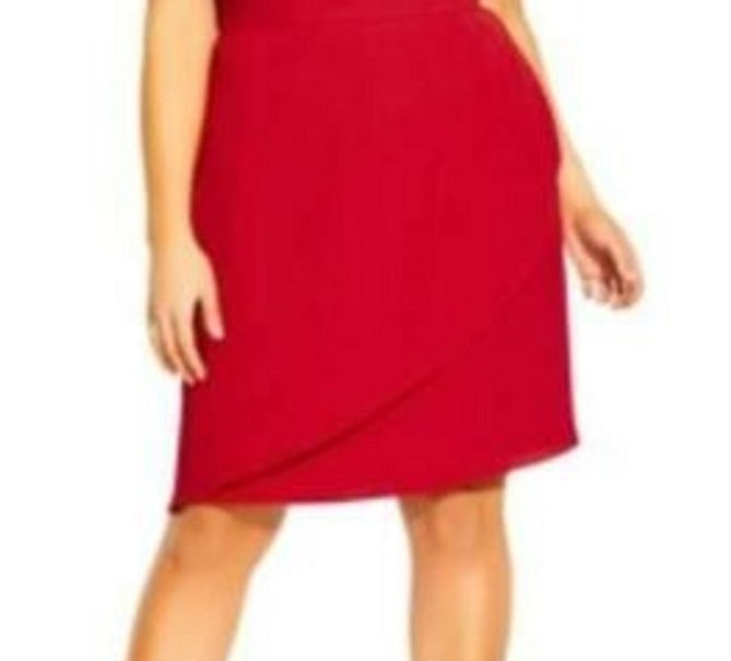 City Chic Women's Trendy Plus Size Faux-Wrap Dress Lust Red Size 18W