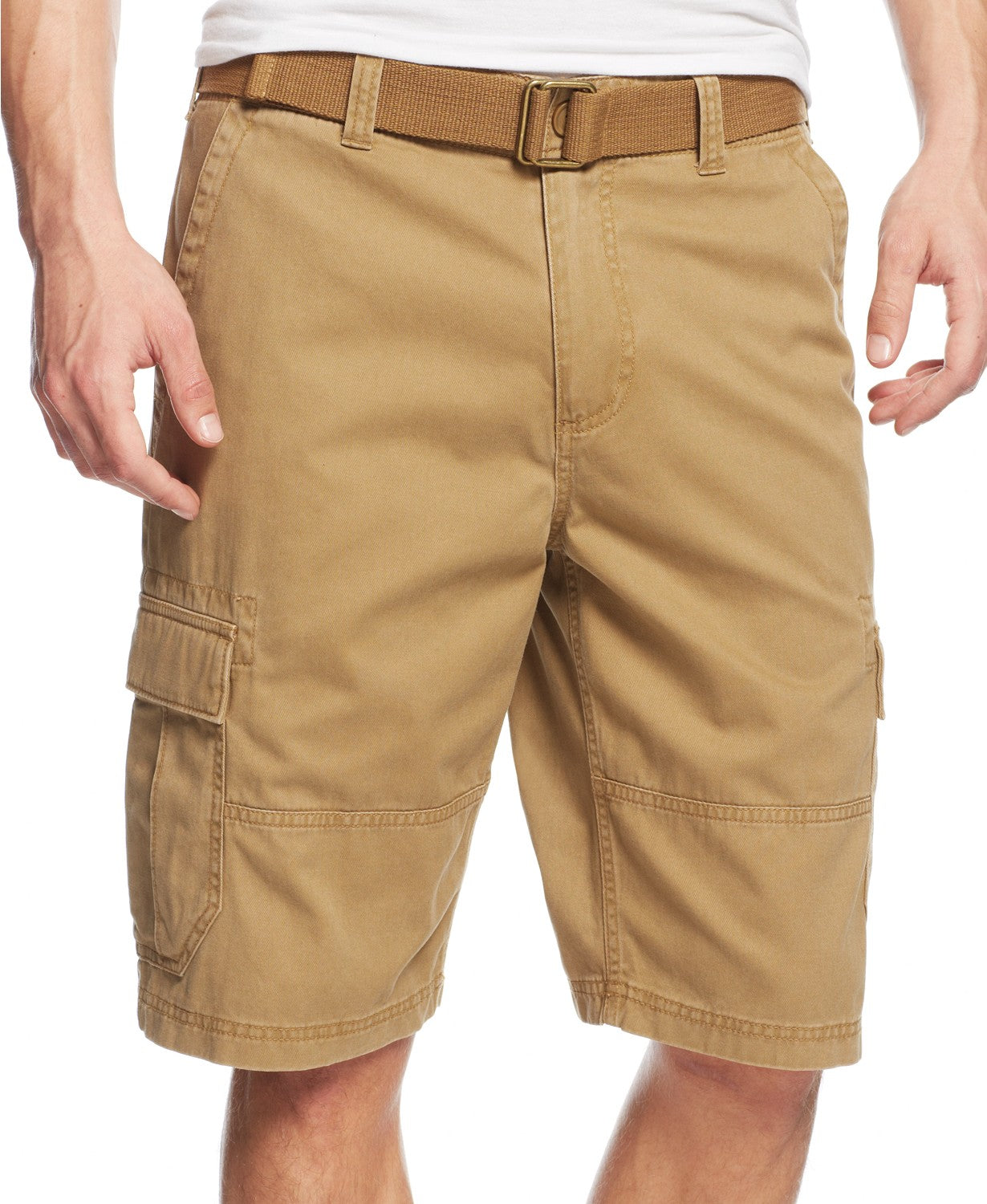 American Rag Men's Belted Relaxed Cargo Shorts Beige Size 30