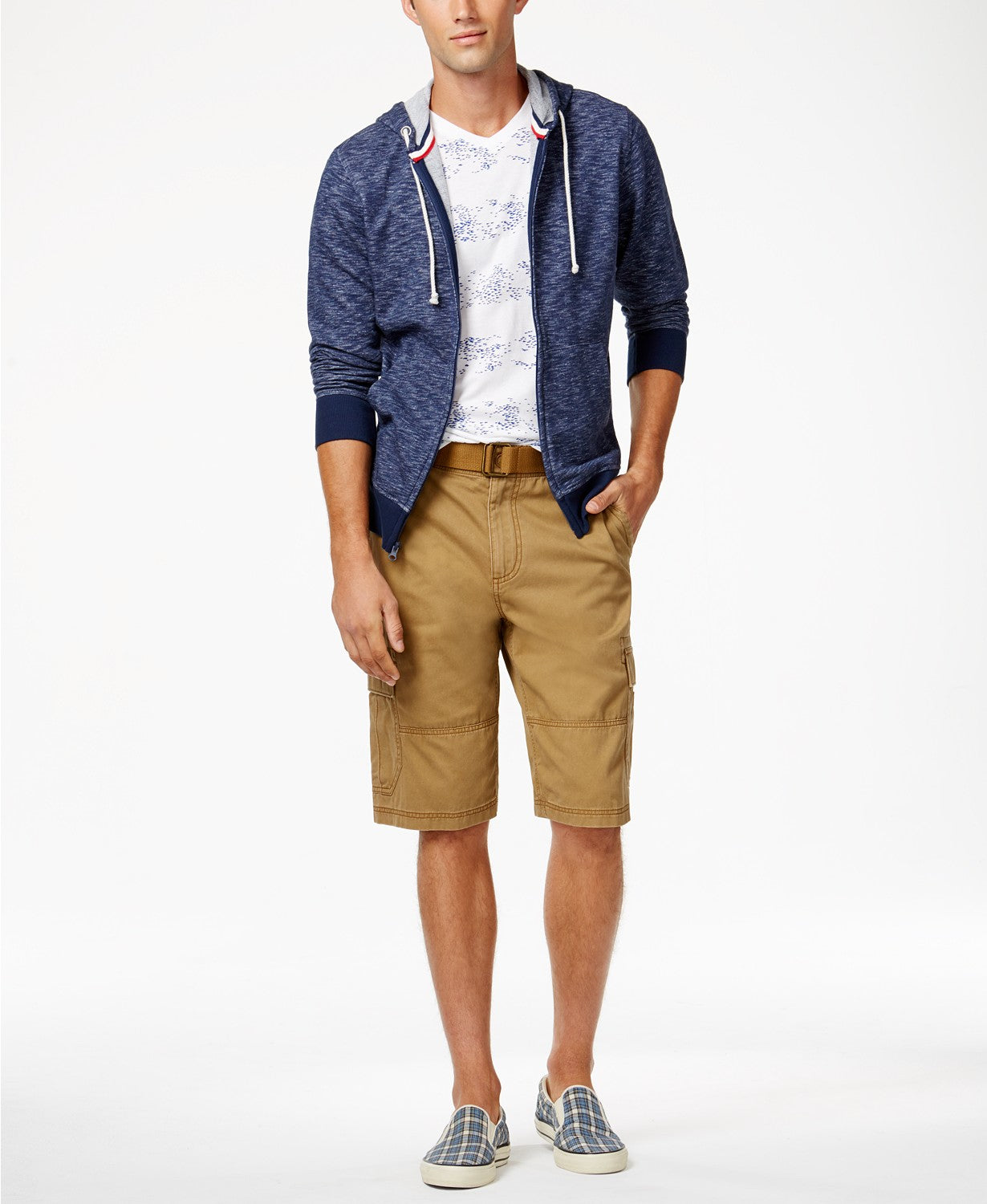 American Rag Men's Belted Relaxed Cargo Shorts Beige Size 30