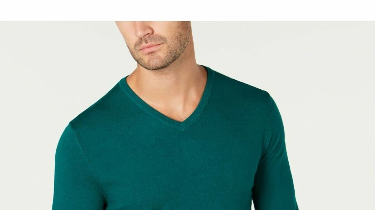 Alfani Men's V-Neck Sweater Green Size XX Large