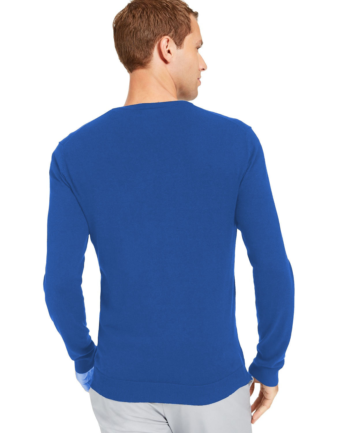 Alfani Men's Solid V-Neck Cotton Sweater Blue Size 2 Extra Large