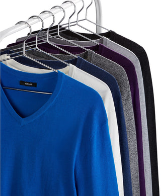 Alfani Men's Solid V-Neck Cotton Sweater Blue Size Small