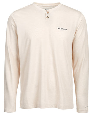 Columbia Men's Thistletown Park Long Sleeve Henley Shirt Beige Size Medium