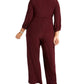Taylor Women's Plus Size Ruched Wide-Leg Jumpsuit Dark Red Size 18W
