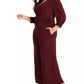 Taylor Women's Plus Size Ruched Wide-Leg Jumpsuit Dark Red Size 18W