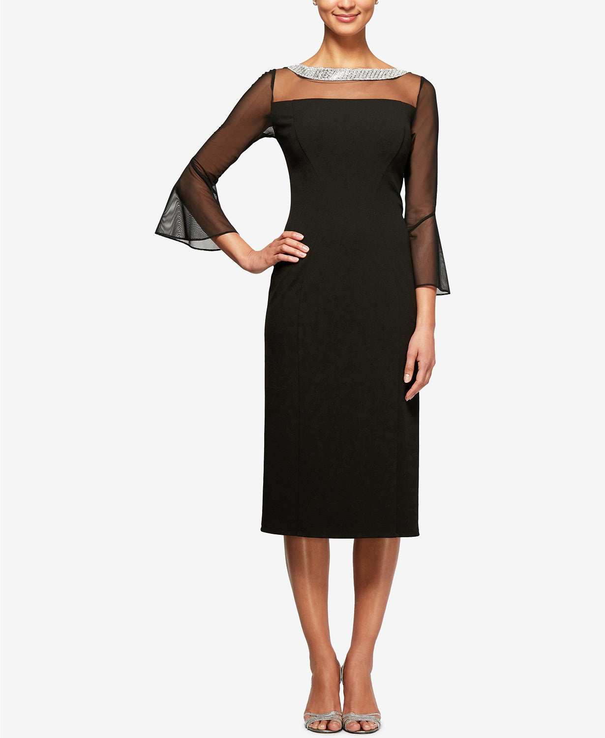 Alex Evenings Women's Embellished Shift Dress Black Size 14