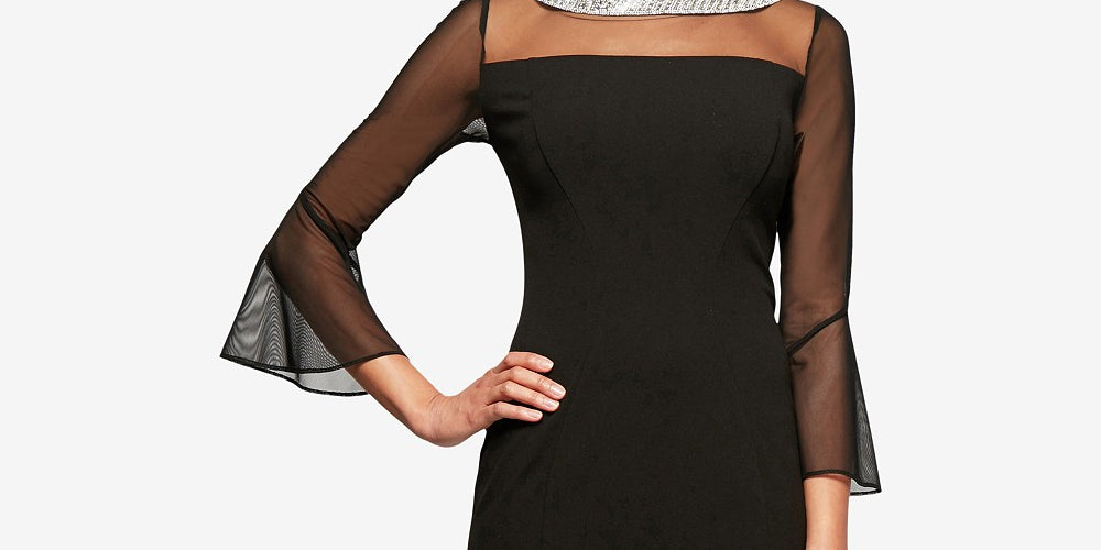 Alex Evenings Women's Embellished Shift Dress Black Size 14