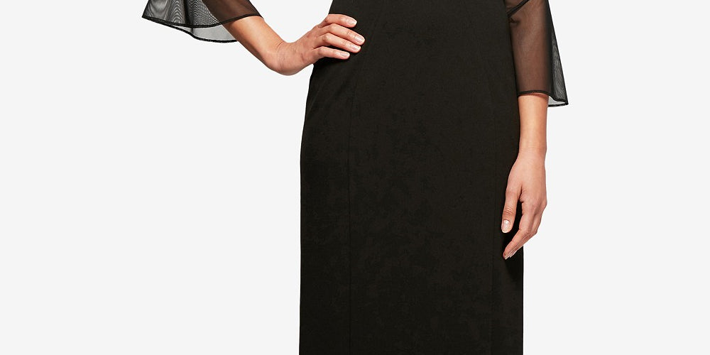 Alex Evenings Women's Embellished Shift Dress Black Size 14