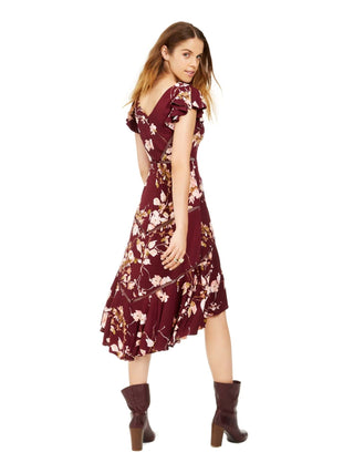 Taylor Women's Crochet Trim Midi Dress Red Size 2