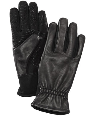 Ur Men's Gathered-Wrist Leather Gloves Black Size Regular