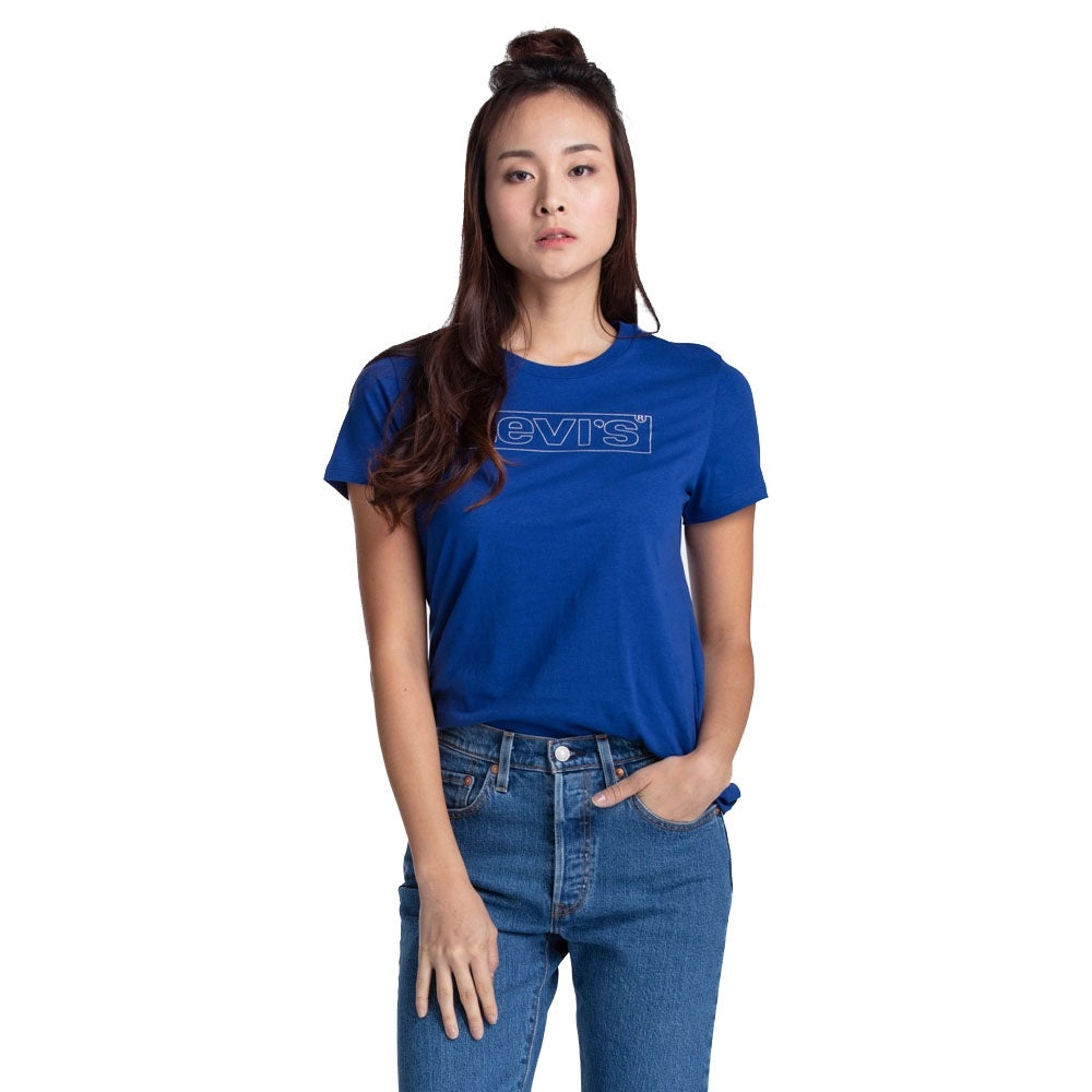 Levi's Women's Cotton The Perfect Tee Logo Graphic T-Shirt Navy Size Small