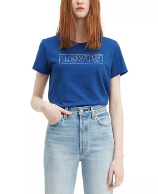 Levi's Women's Cotton The Perfect Tee Logo Graphic T-Shirt Navy Size Medium