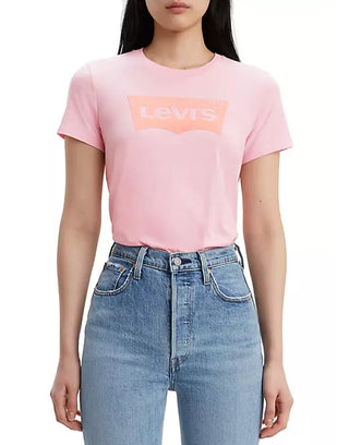 Levi's Women's Batwing Cotton The Perfect Tee Logo Graphic T-Shirt Pink Size Small
