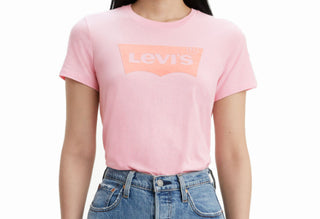 Levi's Women's Batwing Cotton The Perfect Tee Logo Graphic T-Shirt Pink Size Small