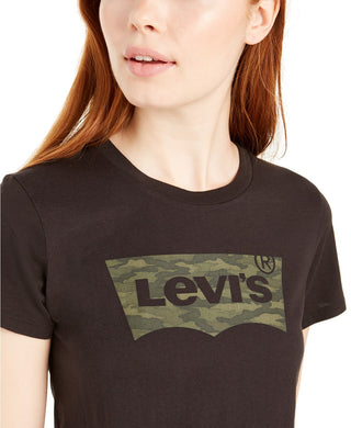 Levi's Women's Perfect Camo Batwing-Logo T-Shirt Black Size Large