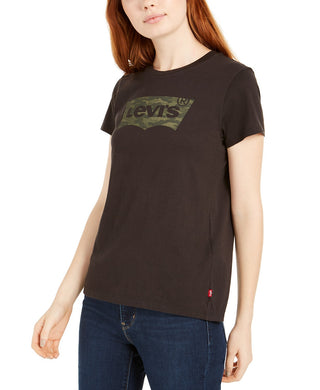 Levi's Women's Perfect Camo Batwing-Logo T-Shirt Black Size Small
